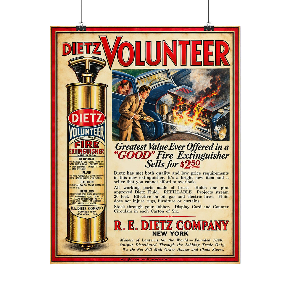 Thumbnail: Dietz “Volunteer” Fire Extinguisher Vintage Advertisement Print – 16" × 20"