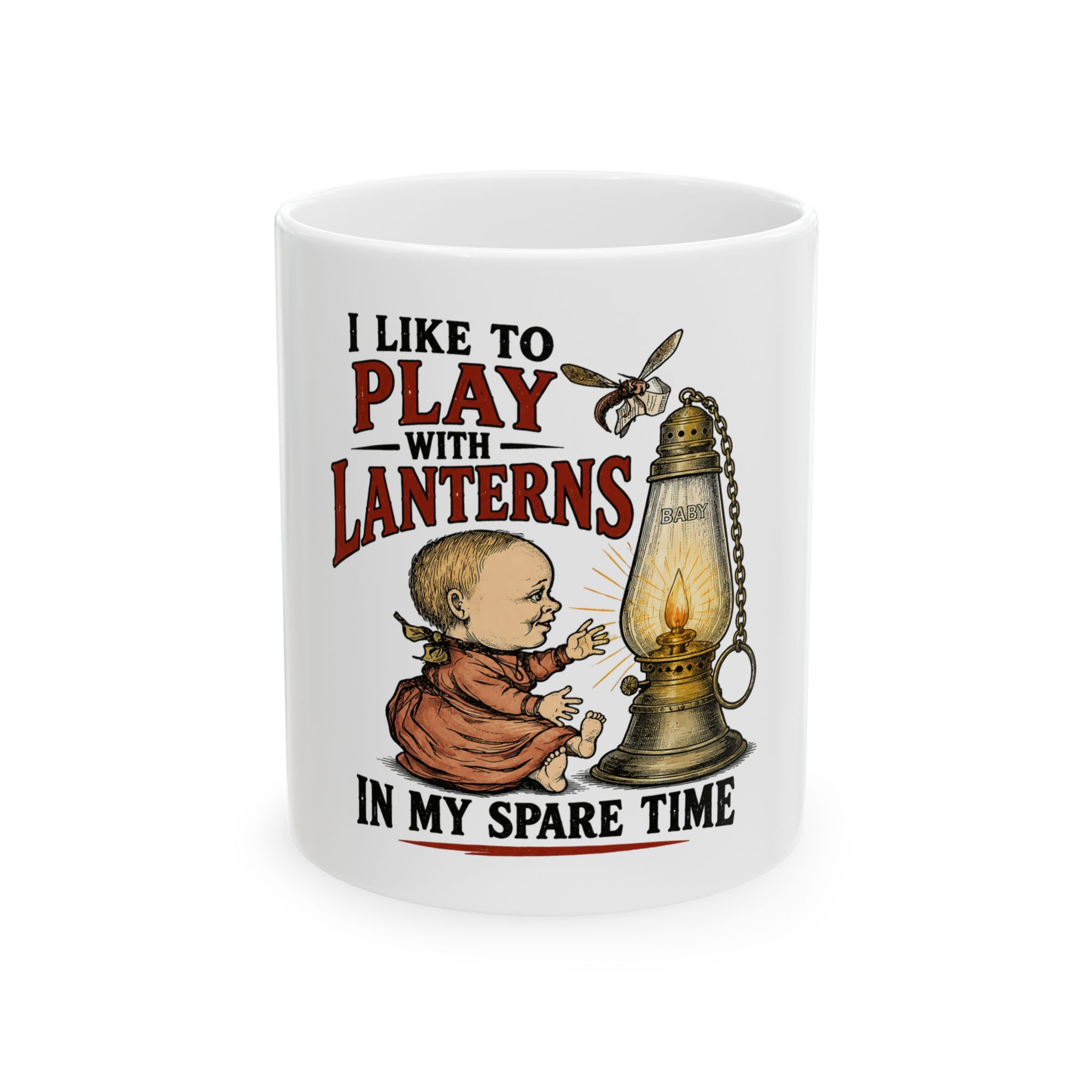 I Like to Play with Lanterns in My Spare Time Vintage Baby & Lantern Coffee Cup