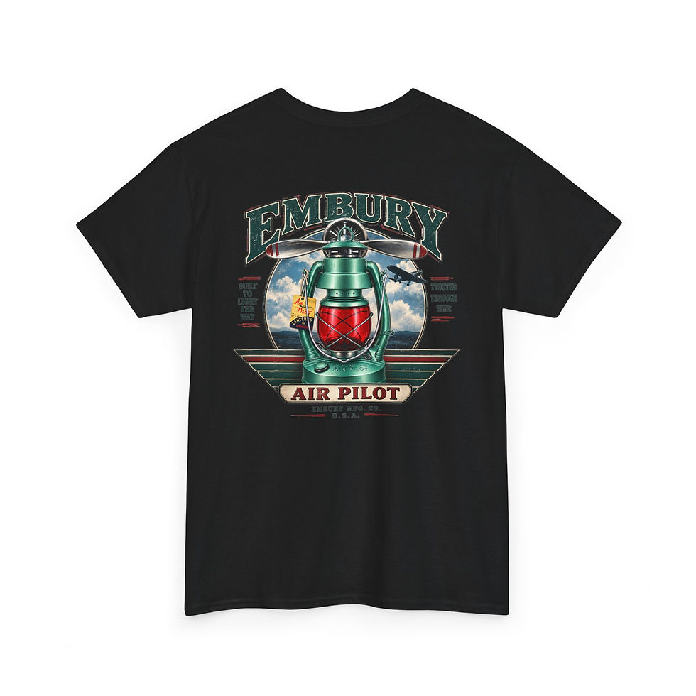 Thumbnail: Embury Air Pilot Graphic Tee — Vintage Aviation Lantern T-Shirt with front logo
