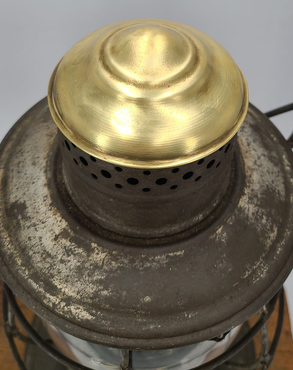 Thumbnail: Railroad Signal Lamp & Lantern F.O. Dewey & Sons brass top 