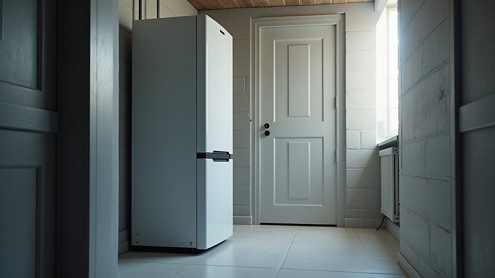 Eye-level view of a modern boiler unit installed in a utility room