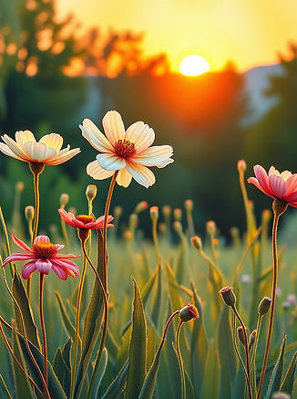 las flores despiertan amanecer en el campo.jpg