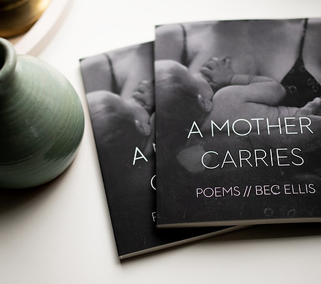 A mother carries poetry book by bec ellis