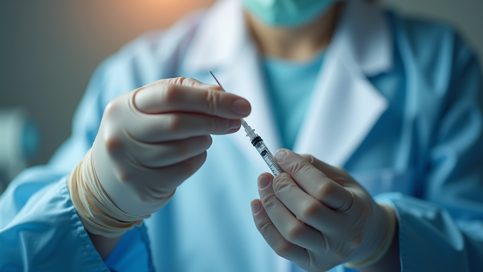 Close-up view of a medical professional preparing an injection