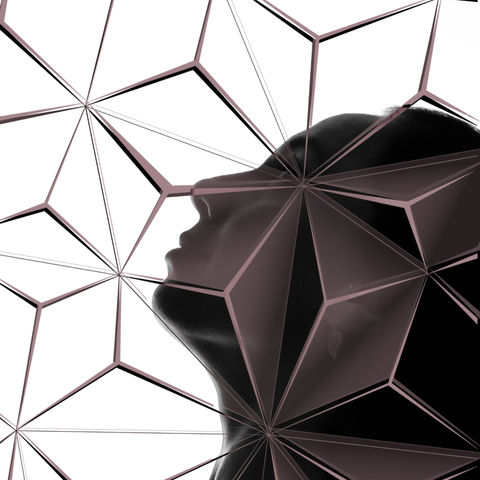 Silhouette mit grafischen Rastern, die verschiedene Perspektiven darstellen und kreative Designansätze visualisieren