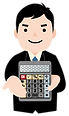 電卓を持つ男性