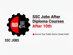 SSC Jobs After Diploma Courses After 10th graphic showing government career options for diploma holders with public sector job focus.
