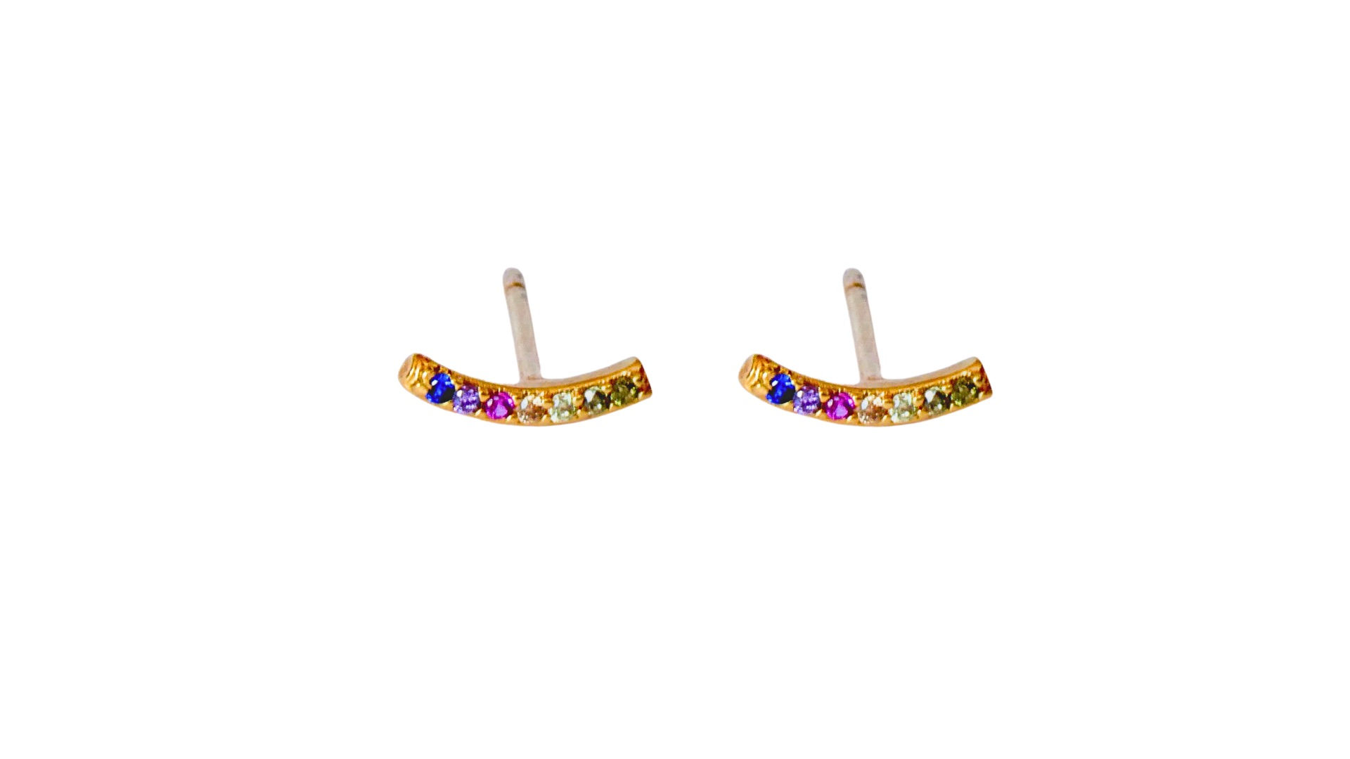 Brinco Mel dourado com zirconias coloridas