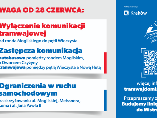 Zmiany w organizacji ruchu i komunikacji miejskiej w Krakowie od 28 czerwca