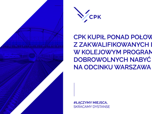 Ponad połowa działek pod Kolej Dużych Prędkości już w rękach CPK