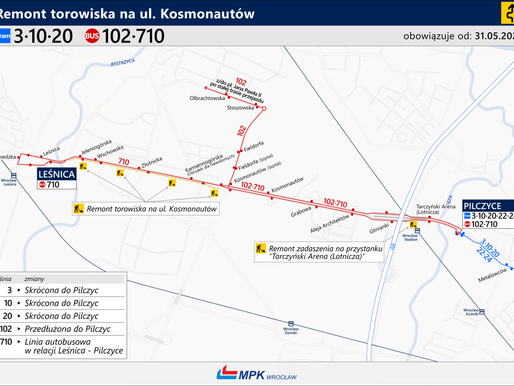 Rusza remont torowiska na ulicy Kosmonautów we Wrocławiu