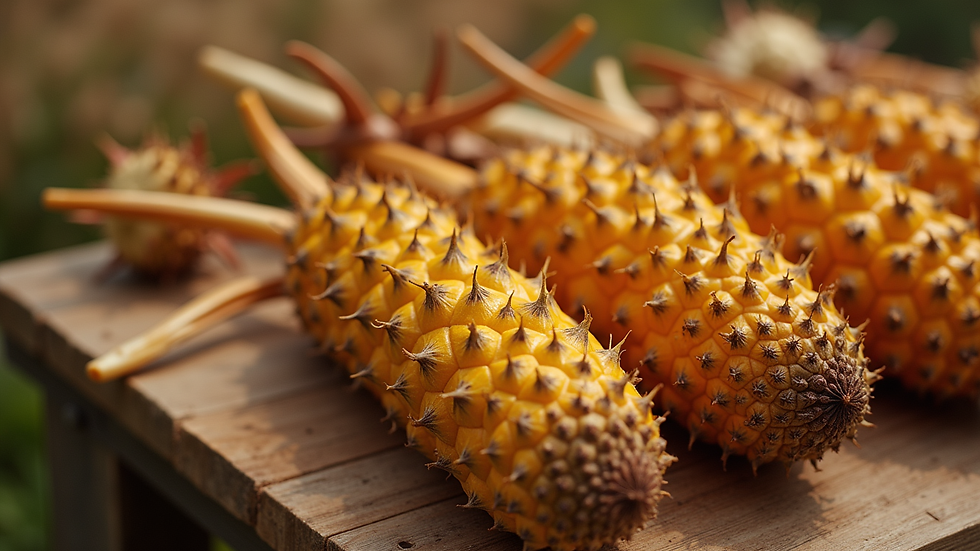 Close-up view of agave piñas ready for roasting