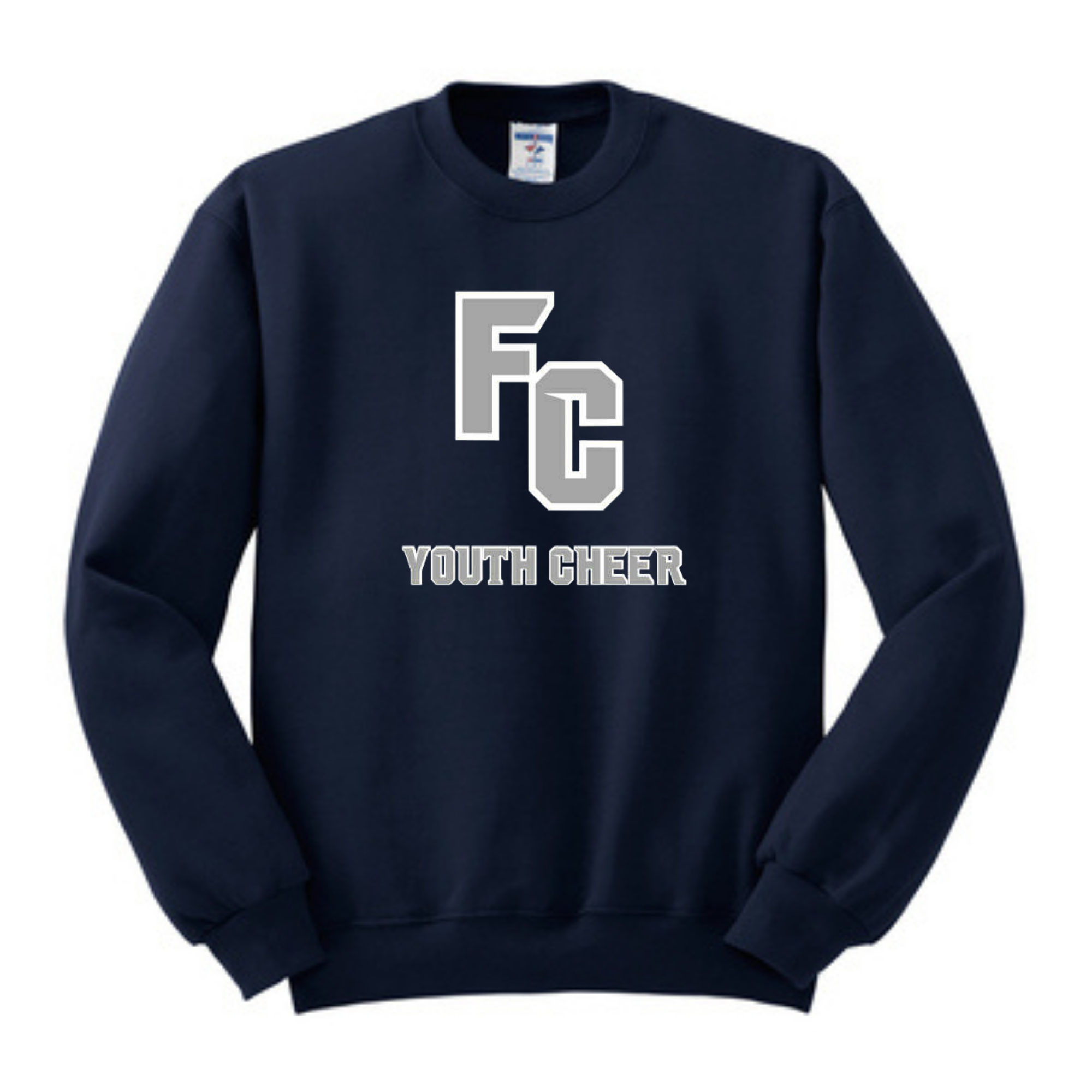 FC Youth Cheer Crew Fleece 562M 562B - Logo GREY w WHITE