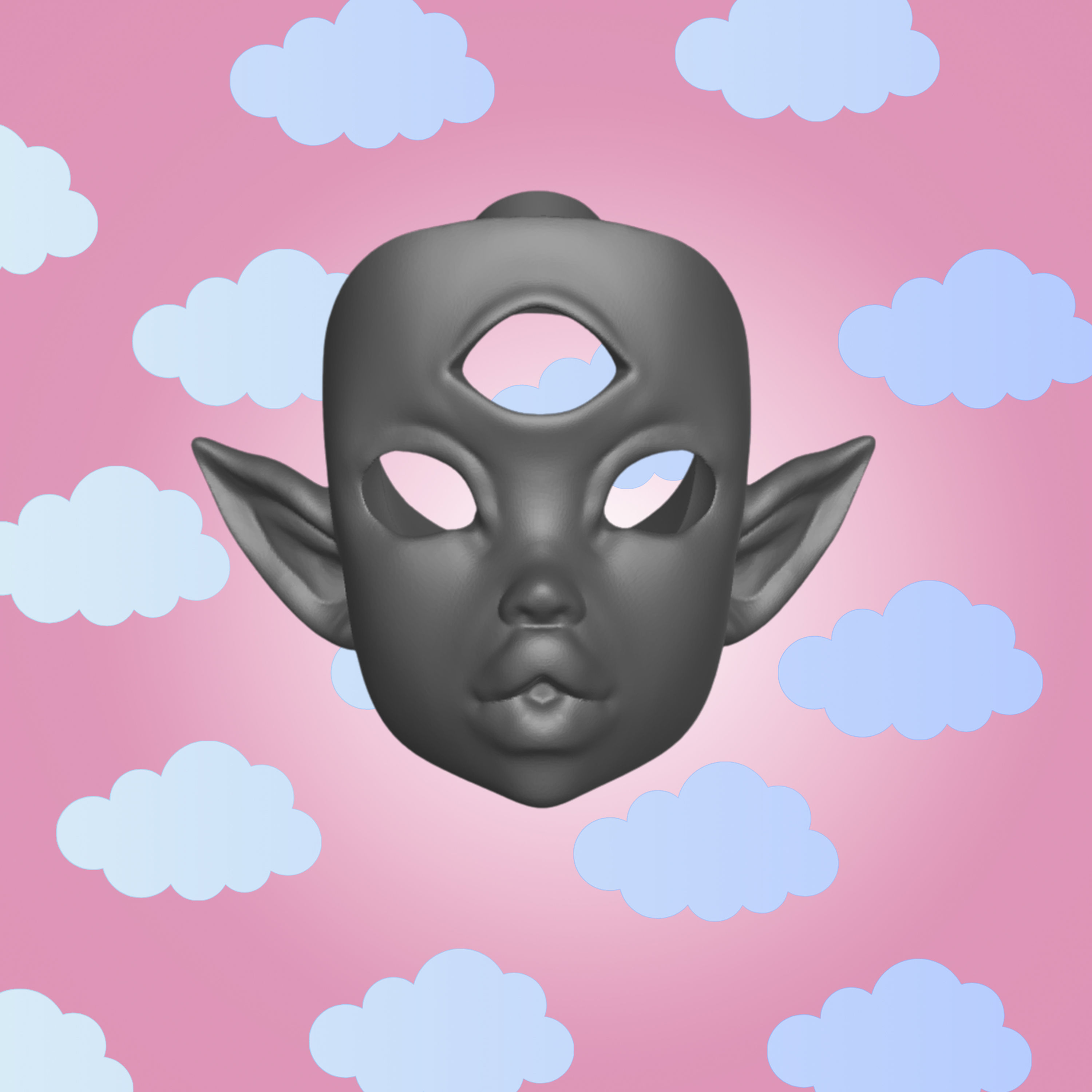 Third Eye Demon Kissy Face | BJD Swappable Faceplate