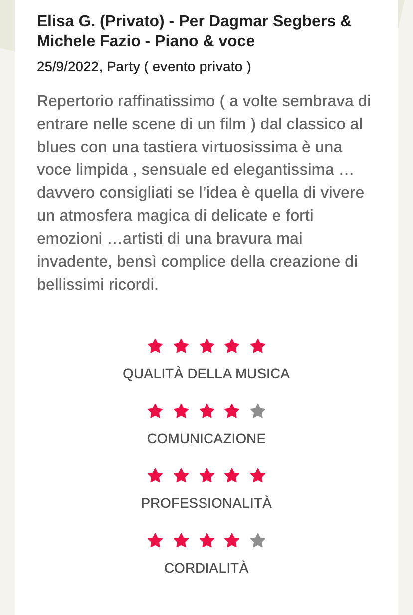 Due recensioni di una serata molto riuscita ❤️