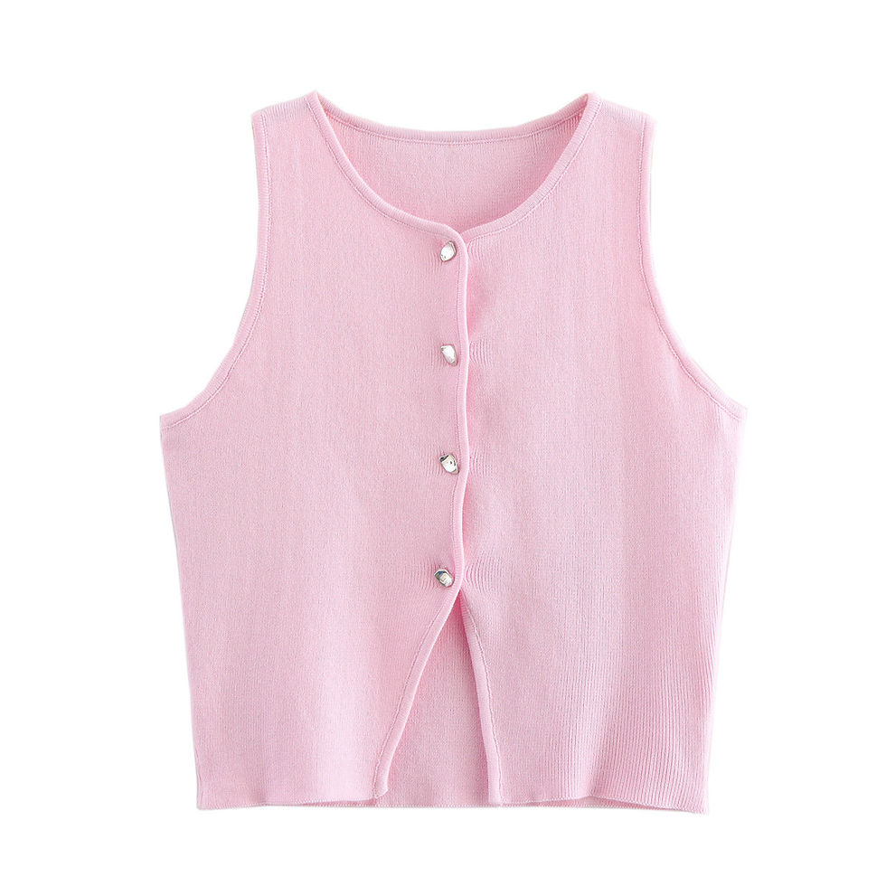 Thumbnail: MUJER Pink Knit Sleeveless Vest Women Cropped Sweater Vest Top Women Yellow Butt