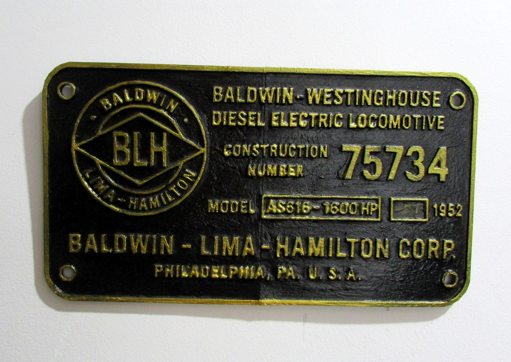 Placa Ferroviária BALDWIN WESTINGHOUSE
