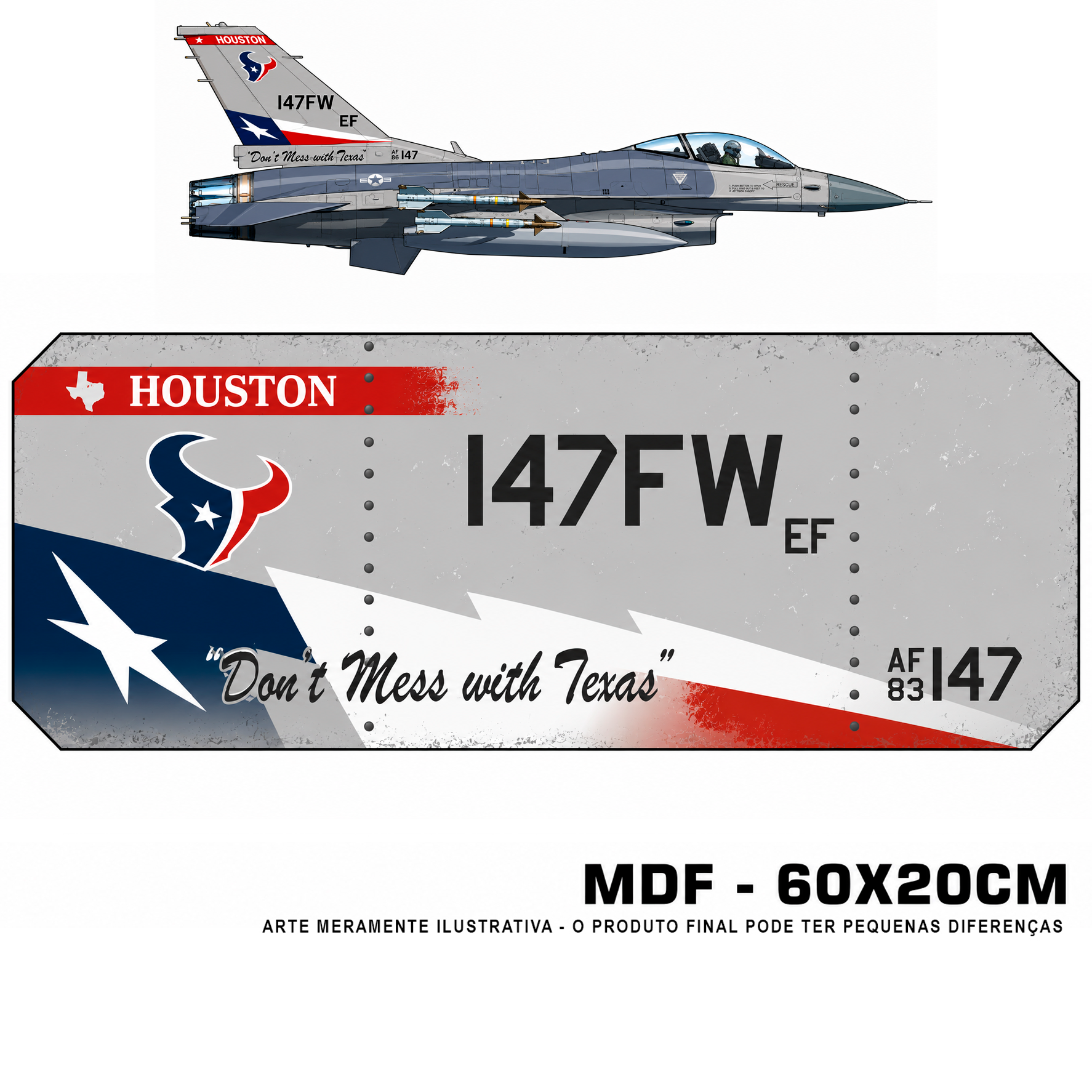 Placa F-16C 111th FS "Ace in the Hole" - 60x20cm (mdf)