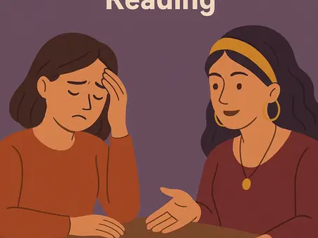 a psychic and her anxious looking client