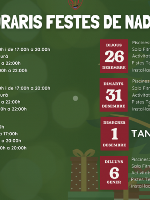 Horaris Festes de Nadal