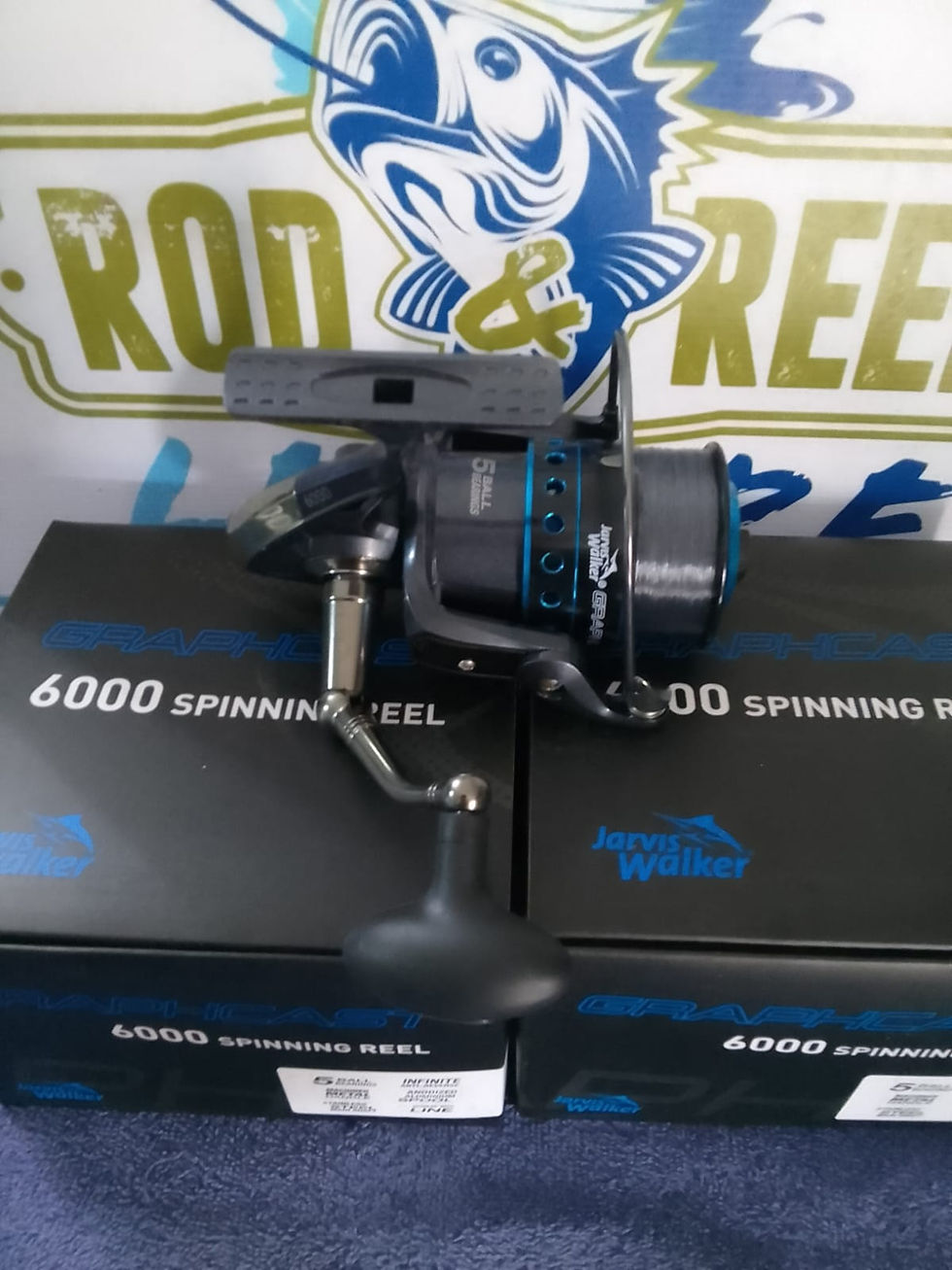 Thumbnail: New Jarvis Walker Graphite 6000 Spinning Reel with Alu Spool.