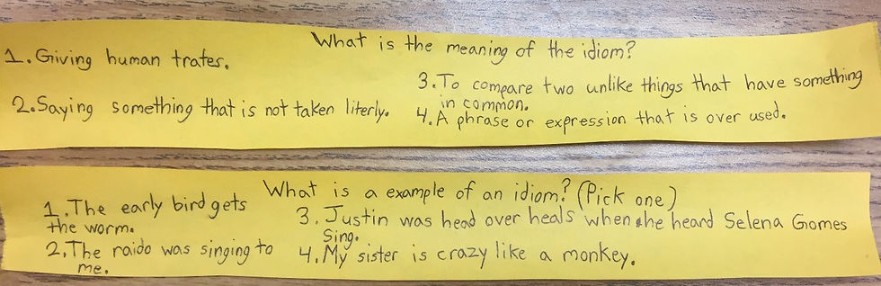 Student Written Test Question