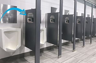 The Original Phone Caddy Stainless Steel product mounted in bathroom stalls