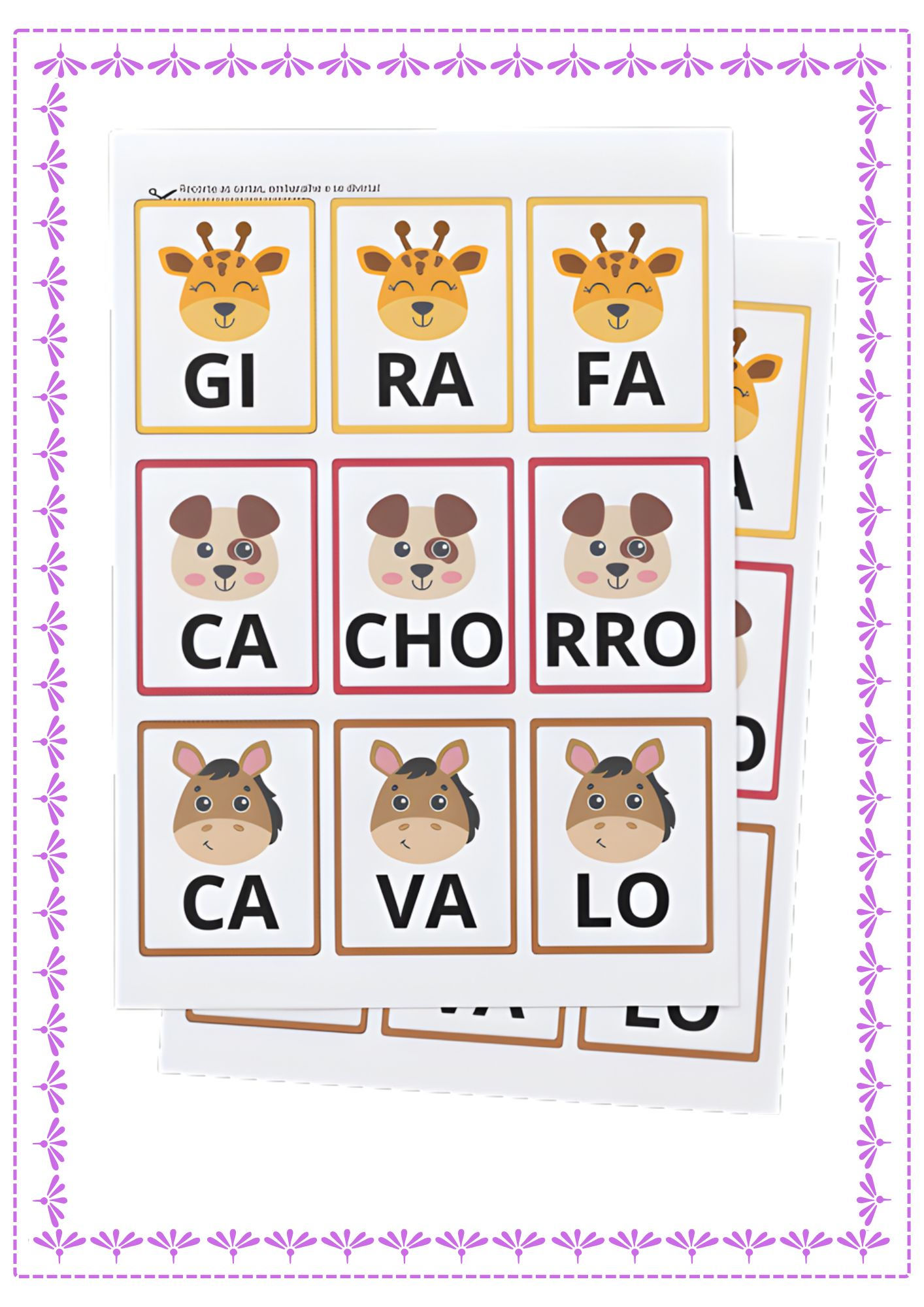 Jogo das Sílabas tema Animais Atividade Educativa Colorido e Lúdico