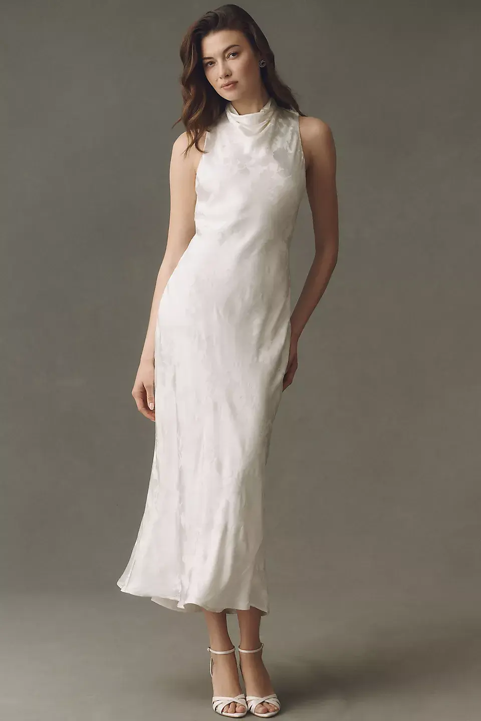 Mock-Neck Jacquard Maxi Dress