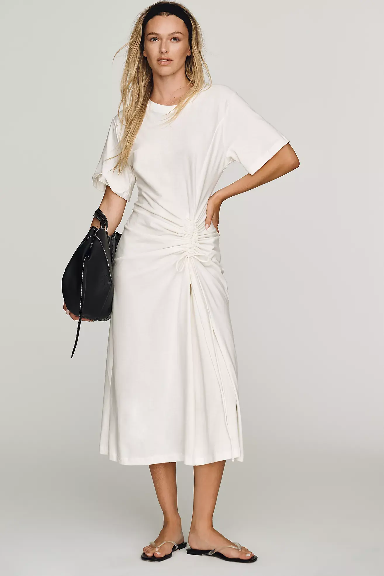 Cotton Ruched T-Shirt Dress