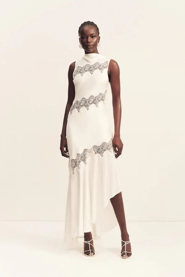 Simona Asymmetrical Panelled Maxi Dress