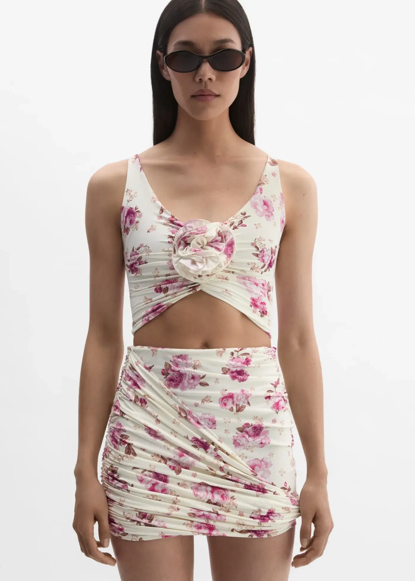 Draped Mini Swim Skirt