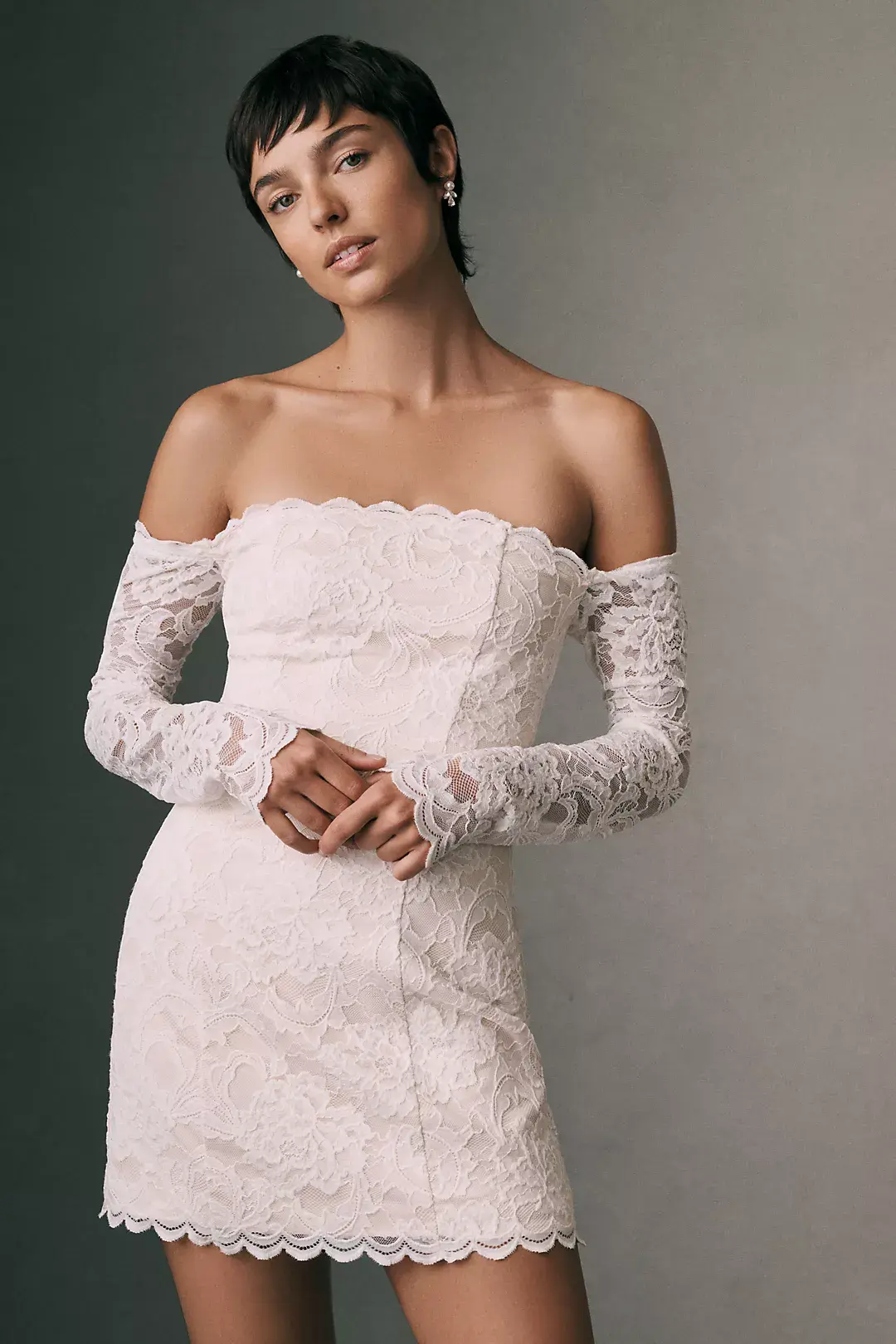 Lace Off-The-Shoulder Mini Dress
