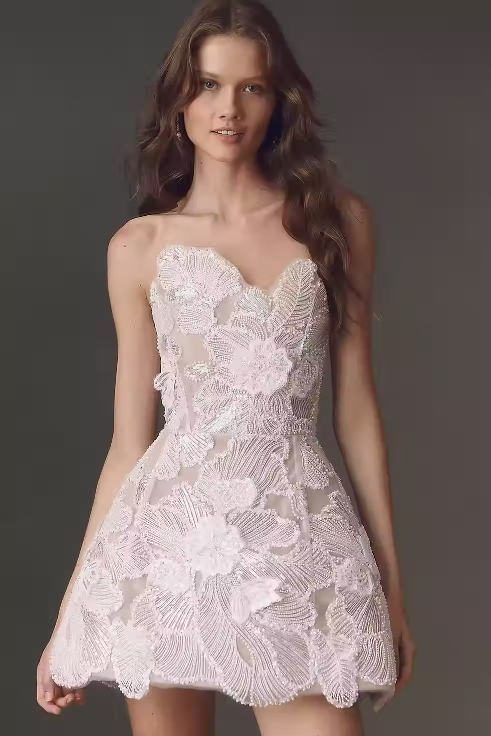 mini 3d floral rehearsal dinner dress