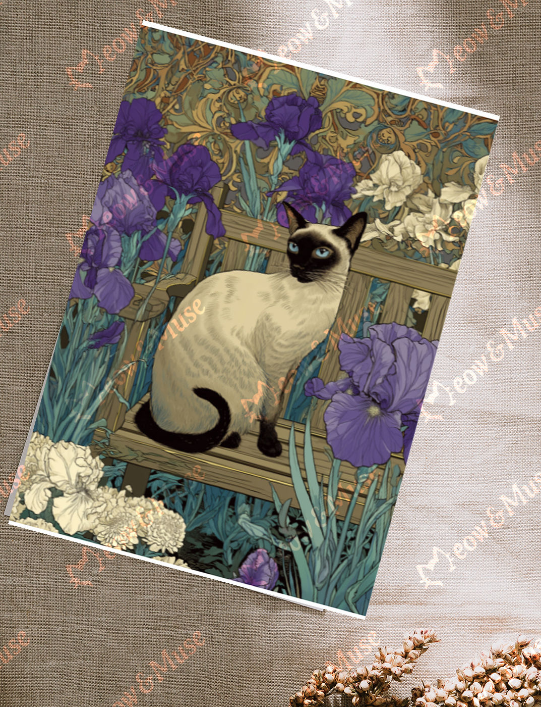 Postcard 'Siamese Among the Irises'