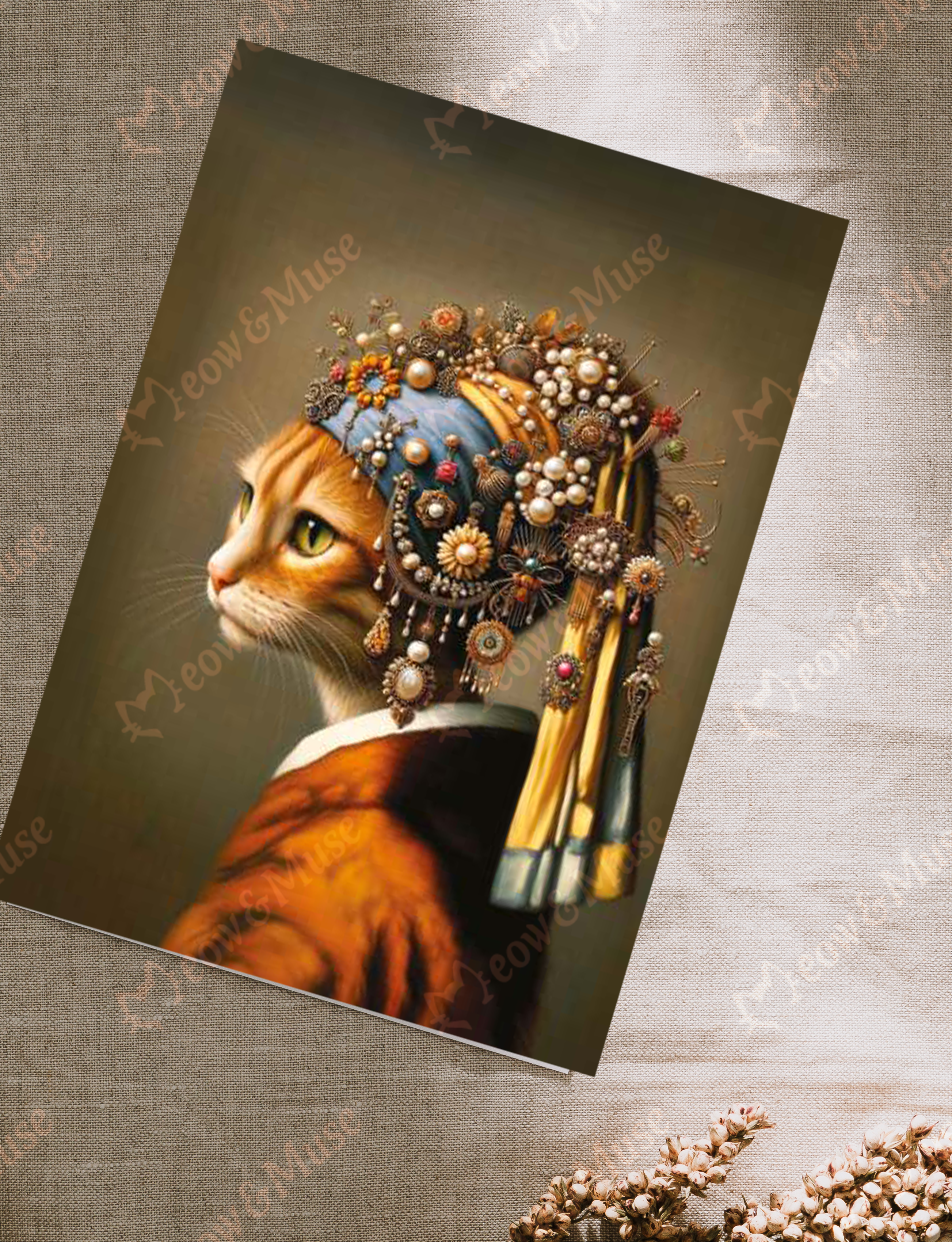 Postcard 'Vermeer cat Lux'