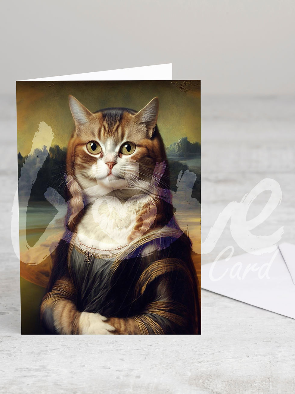 Greeting card 'Monalicat' with envelope