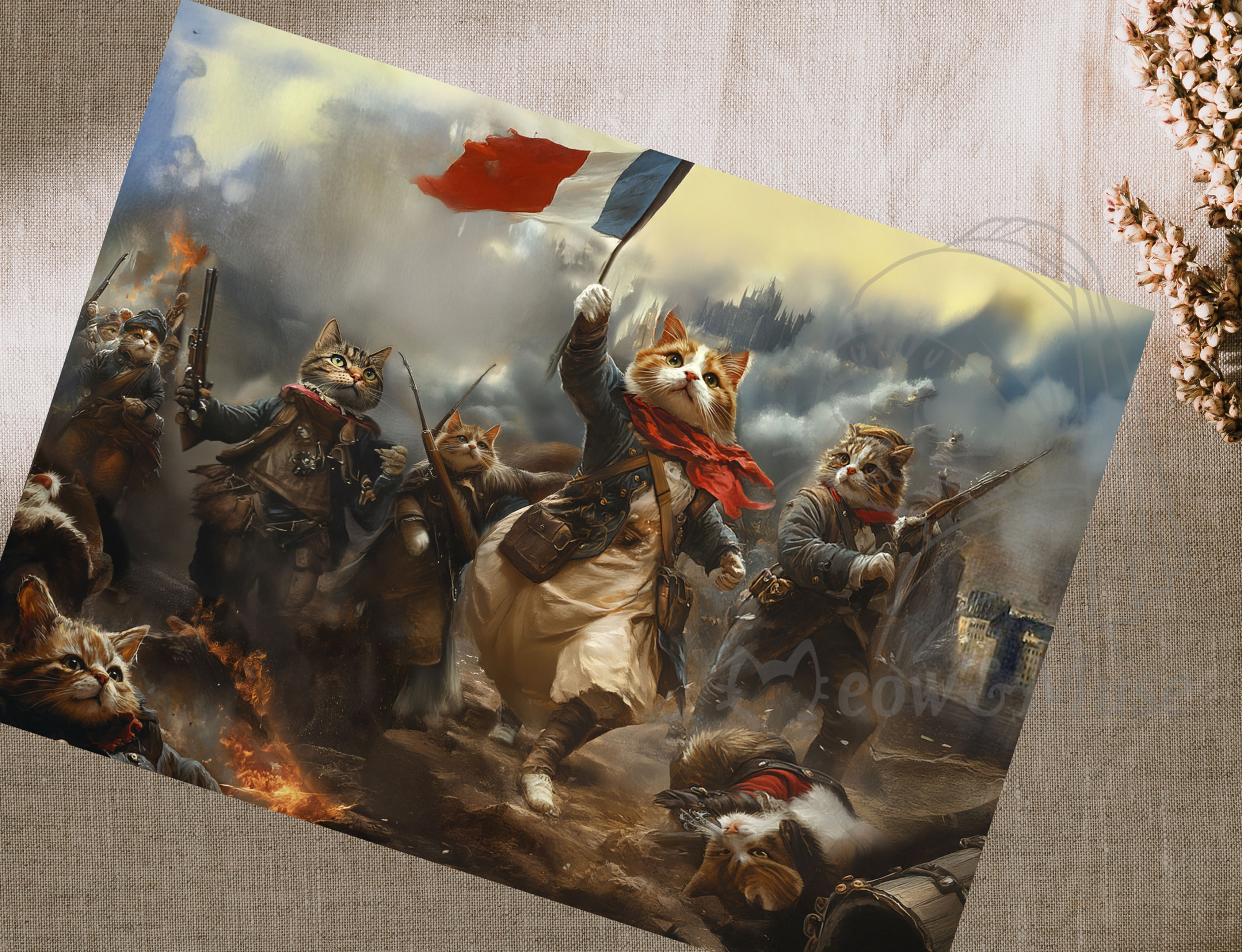 Postcard 'Liberty leading the cats'