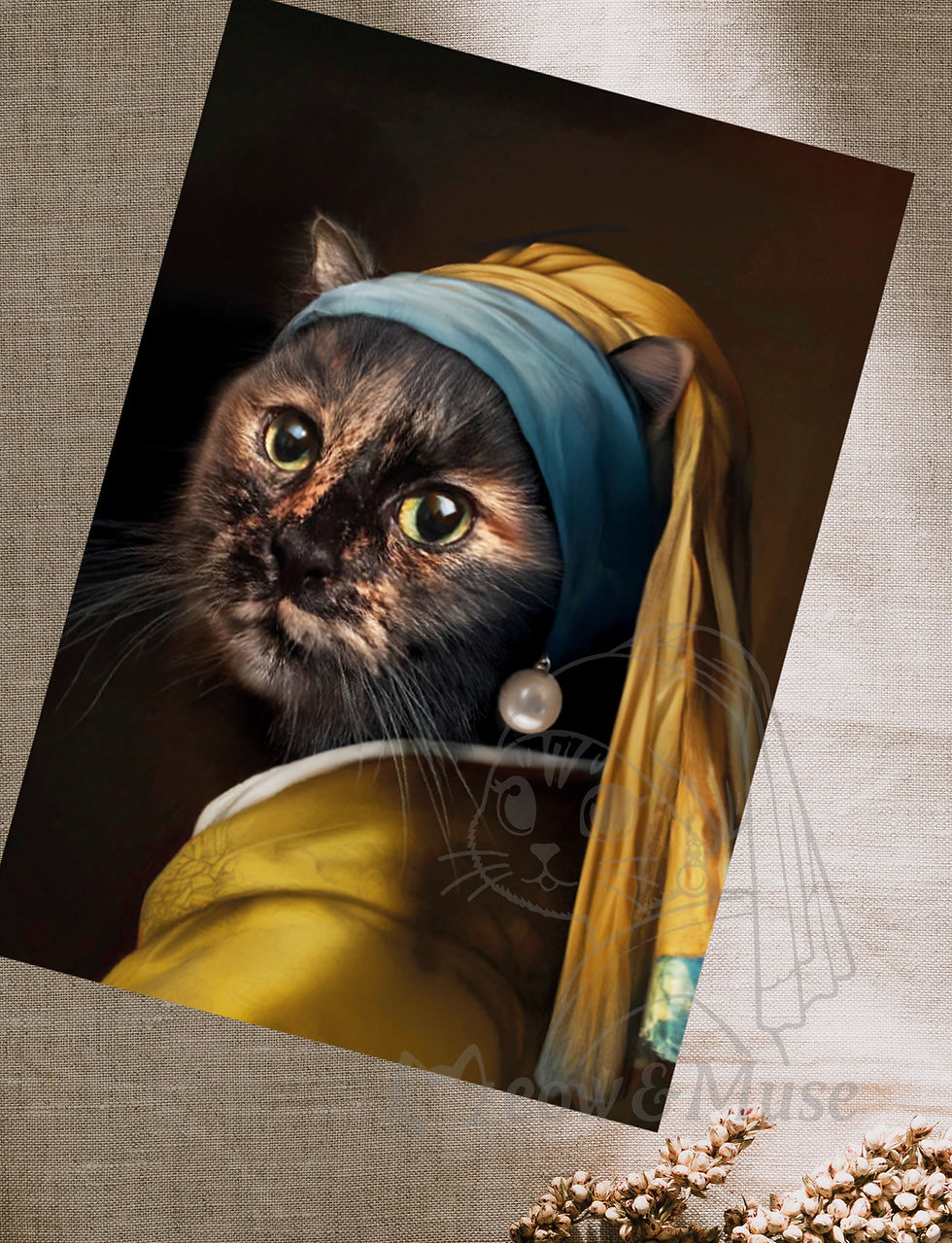 Postcard 'Vermeer cat Tortie'