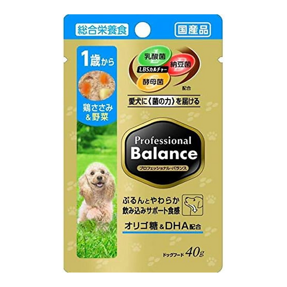 プロフェッショナル・バランス パウチ 1歳から成犬用 鶏ささみ 60個 ドッグフード「プロフェッショナル・バランス パウチ 1歳から成