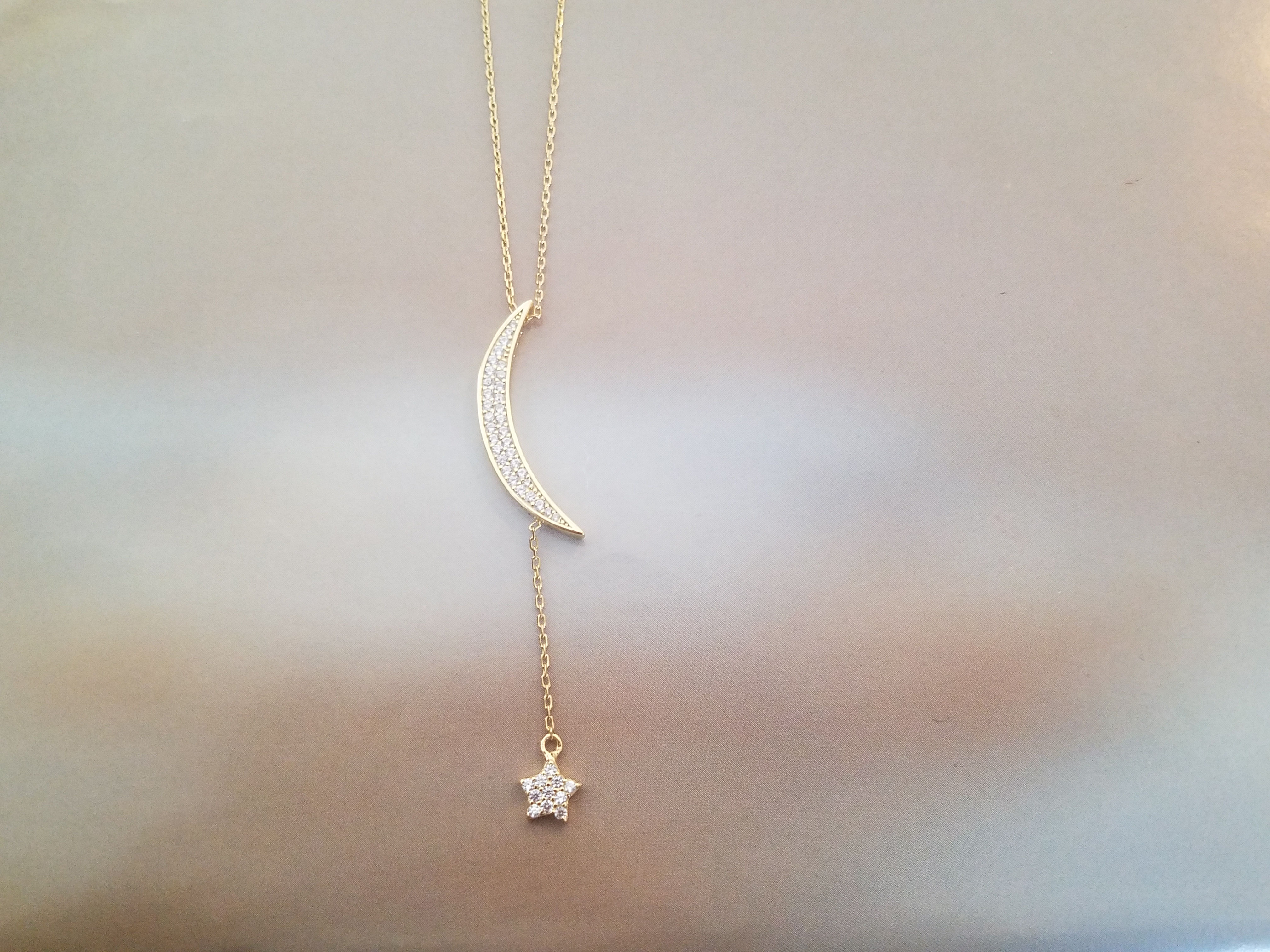 CZ Moon and star necklace
