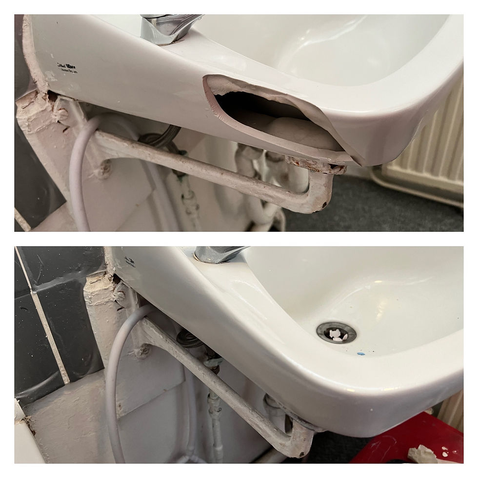 Damaged basin repair in Worthing, Damaged basin repair in Banstead, cracked and chipped basin in Horsham.