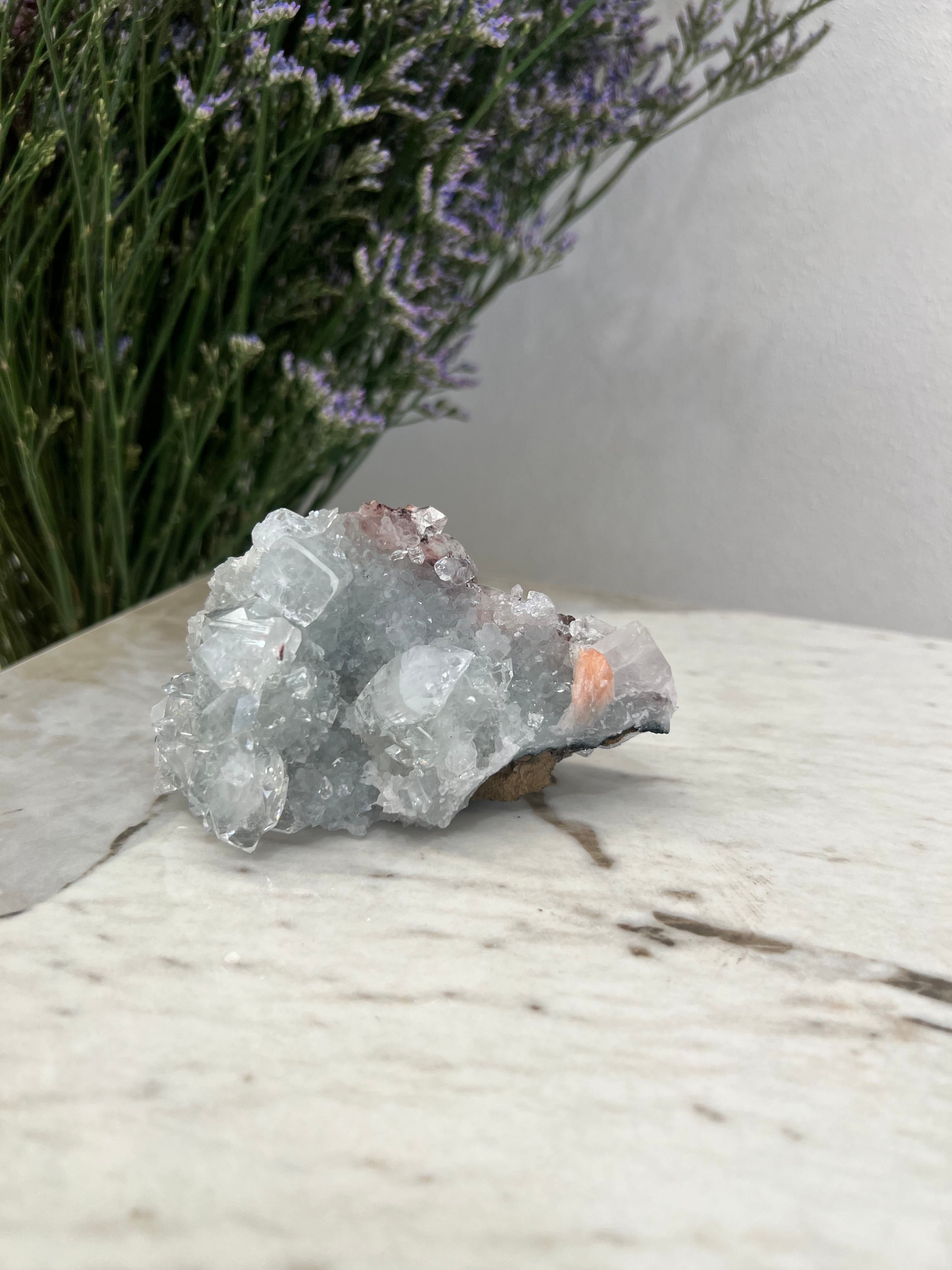 "Helena"- Apophyllite with inclusions of Peach Stilbite and Heulandite