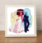 print of ruby and sapphire from steven universe in their wedding attire