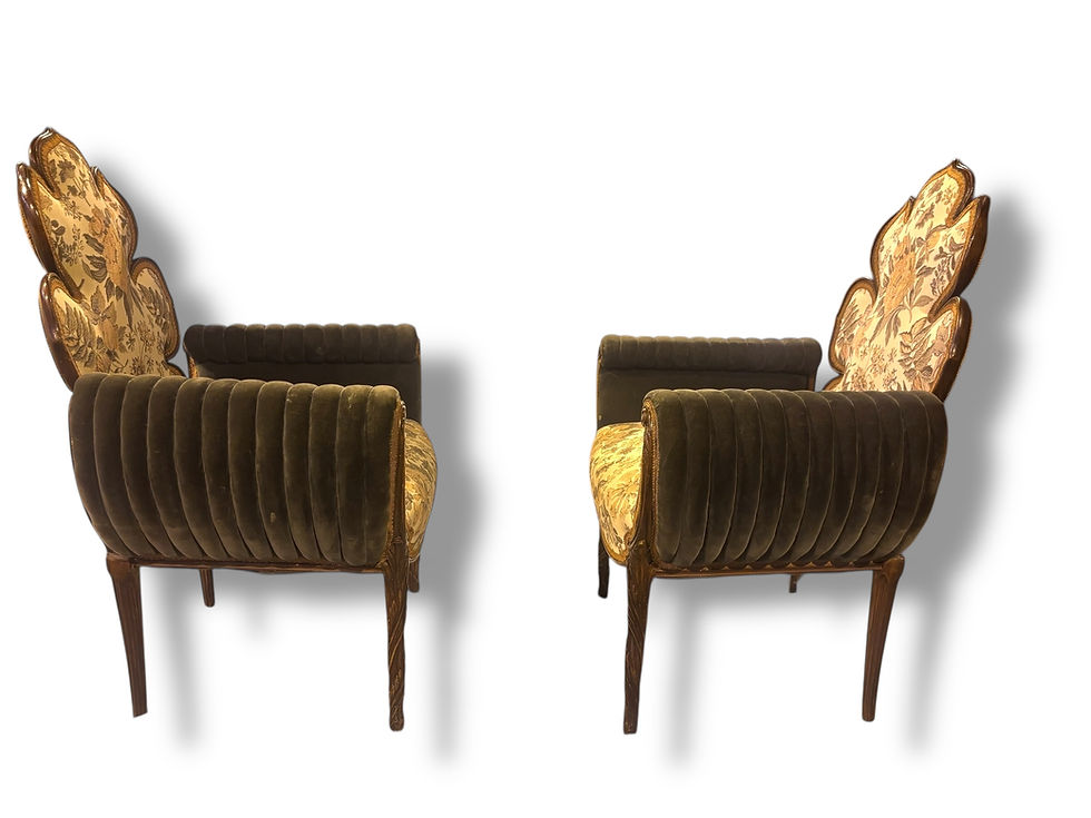 Thumbnail: PAIR OF VINTAGE CARVED ROSEWOOD PARLOR CHAIRS