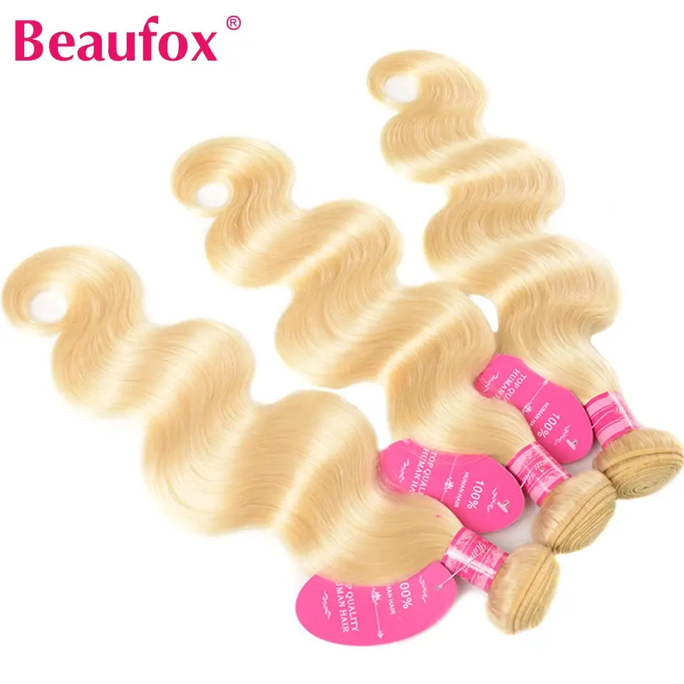 Thumbnail: Blonde Bundles With Frontal Brazilian Body Wave With Frontal  Human Hair