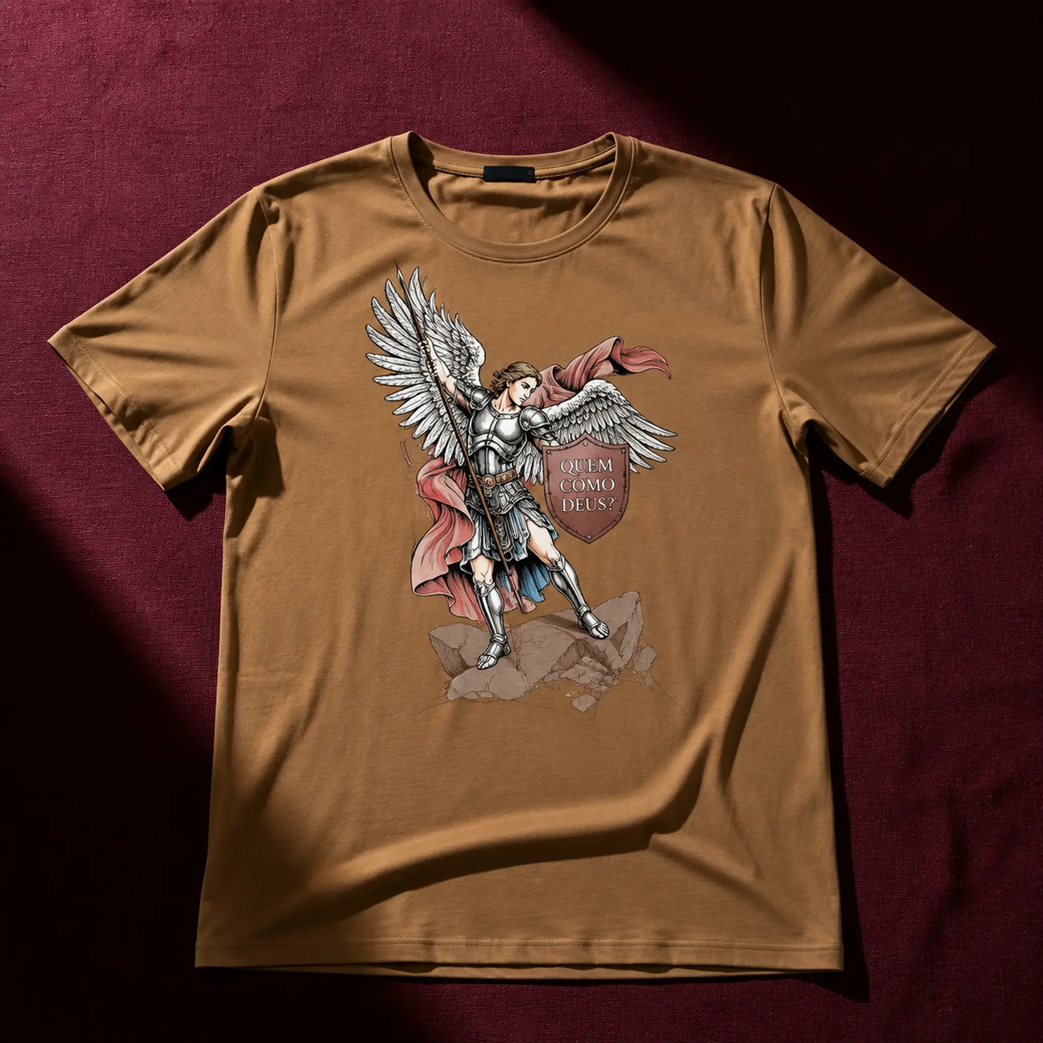 Camiseta São Miguel Arcanjo Ágape marrom camurça