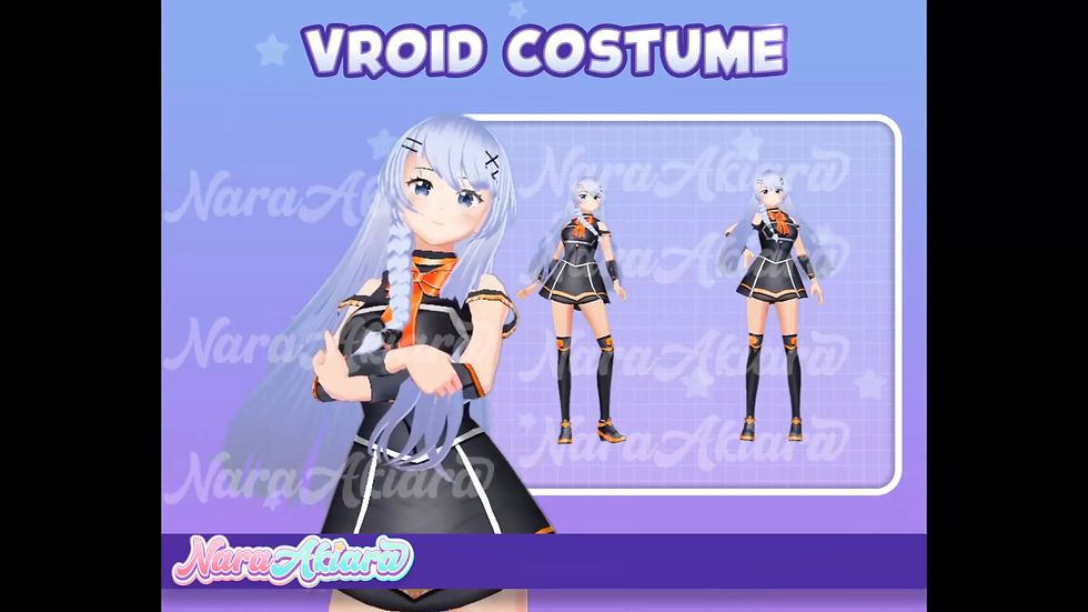 섬네일: Futuristic 3D Vroid Cyberpunk Black Mini Dress for Charming Avatar