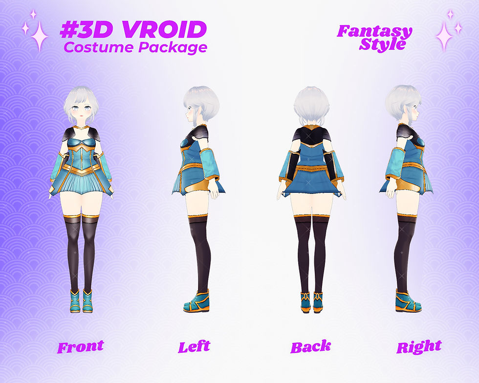섬네일: Celestial Fantasy Girl Outfit Pack – Transform Your 3D VRoid Model Heroine