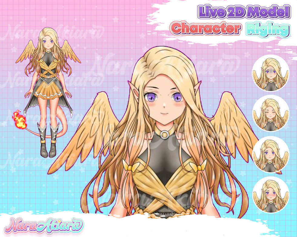 Golden Enchantment Vtuber Live2D Model Anime Girl with Dragon Theme